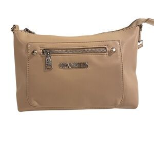 Steve Madden Taupe Crossbody Adjustable Shoulder Strap Front Zip Pocket
